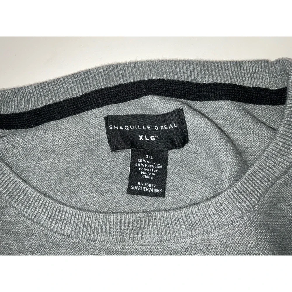 NWT Men's Shaquille O'Neal Big‎ & Tall Crew Neck Sweater Grey Heather 2XL